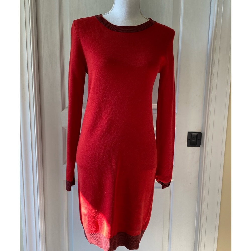 NWT Joe Fresh sweater dress. Size S. Red with black.